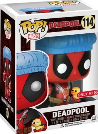 Deadpool à l'heure du bain (bonnet de bain et petit canard)
