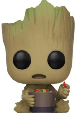Groot avec un bol de bonbons