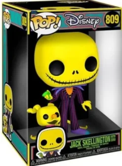 Jack Skellington avec Zero (Black Light) - 25 cm