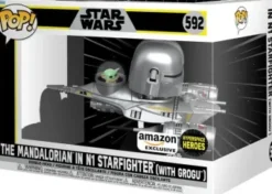 Le Mandalorien dans le Chasseur N-1 avec Grogu (Hyperspace Heroes)