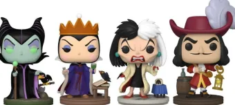 Maléfique, La Méchante Reine, Cruella D'Enfer, Capitaine Crocher - Glow in the dark - 4 Pack