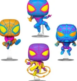 Miles Morales : Classic Suit / STRIKE Suit / Bodega Cat Suit / TRACK Suit - Black Light - 4 Pack