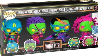 Zombie Captain America / Zombie Iron Man / Zombie Falcon / Zombie Scarlet Witch - Black Light - 4 Pack