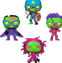 Zombie Captain America / Zombie Iron Man / Zombie Falcon / Zombie Scarlet Witch - Black Light - 4 Pack